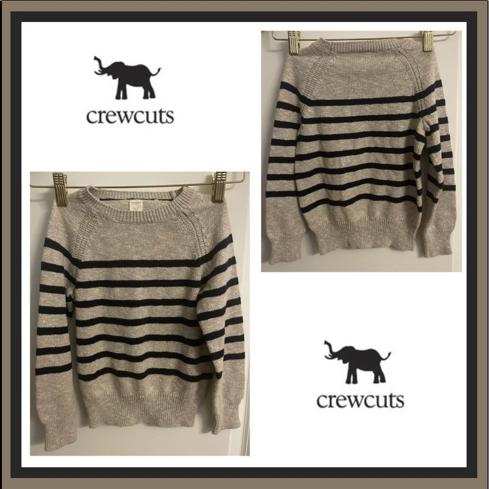 Crewcuts Boy’s Cotton Oatmeal and Black Striped Sweater Size 4/5